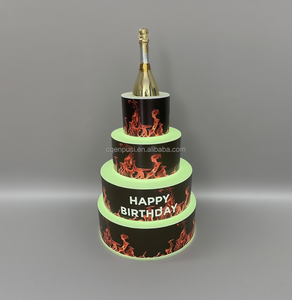 4-Tier bánh sinh nhật bên lễ kỷ niệm đám cưới VIP dịch vụ LED rượu sâm banh chai thuyết trình chủ hiển thị đứng - Product Image 2