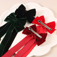 Nouveau velours ruban cheveux arcs doux cheveux arc longue queue bowknot arc clip pour filles cheveux accessoires