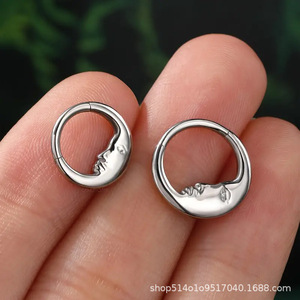 <b>Moon</b> Nose <b>Ring</b> 316 Stainless Steel Gold Silver Unisex Piercing Jewelry Geometric Shape Face Earring - Product Image 3