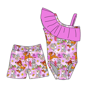 Flower Summer Style Swimsuit Sleeveless Sleeved Round Neck Cartoon Printed <strong>Shorts</strong> Beach Swimwear For Toddler - Product Image 6