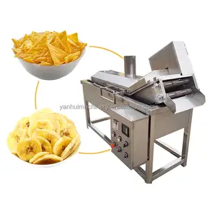Continuous Oil Fryer For Wheat Flour Snacks Industrial Frying Machine For Chips Gas Potato/banana Chips Fryeing Production Line
