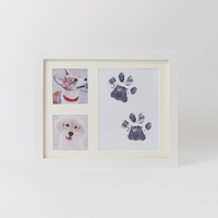 Cadre photo commémoratif pour empreintes de pattes d'animaux, étanche, carré, en bois, à poser sur table, avec tampon encreur pour empreintes de pattes de chat/chiens