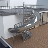 Escalier en colimaçon industriel compact personnalisé avec glissière, antidérapant, extérieur, en acier inoxydable 304