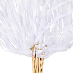 Varinhas de Fita de Madeira Modernas para Casamento com Sinos para Despedida, Varinhas de Fita Mágica Branca para Festas - Product Image 4