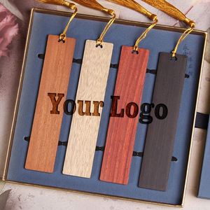 Customized Handmade Natural Wood Rectangular <b>Bookmark</b> with Colorful Tassel Polished Blank for DIY Laser Engraving Gift - Product Image 1
