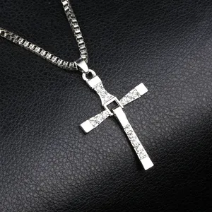 Hot Selling The Fast And The Furious Cross Necklace Christian Believers Gifts Necklace for Women And Men Classic Movie Series