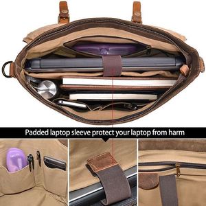 Bolso bandolera para hombre de fábrica BSCI, moderno, impermeable, informal, para computadora portátil, maletín, estilo vintage, retro, encerado, informal. - Product Image 3