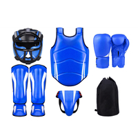 Ensemble d'équipement de boxe professionnel 6-en-1, équipement de protection complet du corps, casque, protège-poitrine, protège-tibias, gants pour le kickboxing