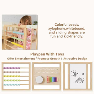 Corralito Plegable para Bebés con Juguetes de 6 a 18 Meses, Tablero de Aprendizaje de Doble Cara, Corralito de Actividades para Niños Pequeños de 8 Paneles - Product Image 4