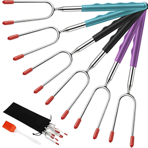 Ensemble de 6 brochettes télescopiques pour barbecue, hot-dogs et feu de camp, en acier inoxydable, accessoires de camping - Product Image 1
