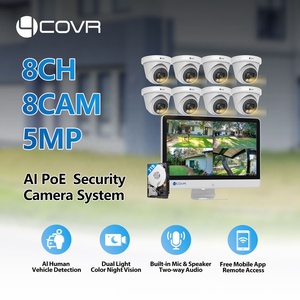 <span class=keywords><strong>Kit</strong></span> NVR PoE 8 canaux 4COVR avec moniteur LCD 15,6 pouces, 8x 5MP Full HD AI IP, audio bidirectionnel, vision nocturne couleur, CCTV, sécurité domestique - Product Image 2