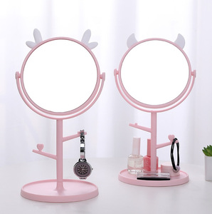 Mèo Tai Máy tính để bàn gương xoay make up Gương bàn trang điểm vẻ đẹp sáng tạo Vanity trang trí gương - Product Image 6