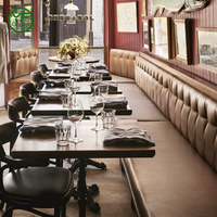 Banquette en cuir sur mesure pour restaurant commercial, mobilier de restaurant avec table et chaises pour bistro et bar