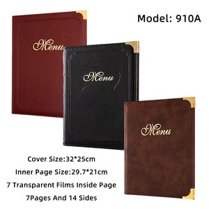 कस्टम प्रीमियम pvc चमड़े के मेनू फ़ोल्डर डबल व्यू कवर बुक/होटल/बार/कॉफी हाउस मेनू धारक के लिए - Product Image 3