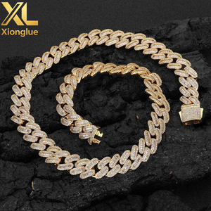 Collar de cadena cubana de 14 mm con circonitas cúbicas, estilo hip hop, chapado en oro, grueso, para hombre, estilo rapero, con incrustaciones de circonitas. - Product Image 3