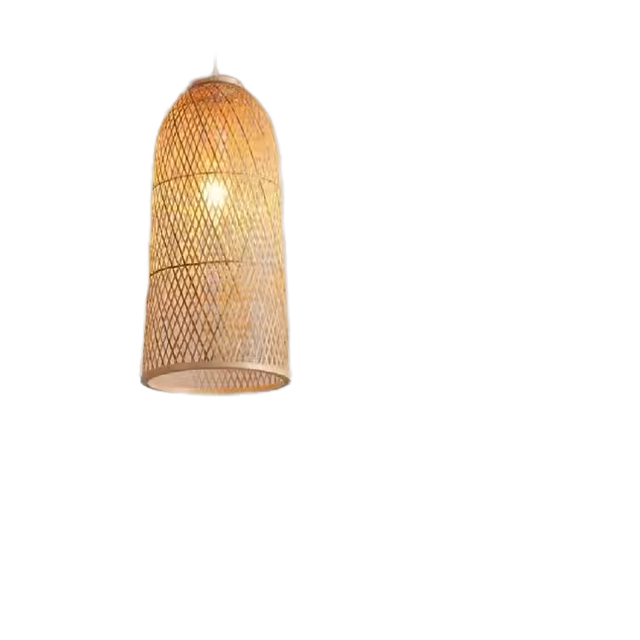 Bamboo Pendant Lights Rattan Chandelier Handmade Woven Shade Adjustable Height Energy Saving 2700K Warm White for Home Light
