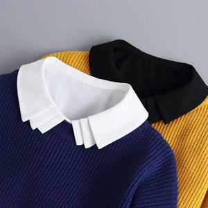 Booluee-Blusa de gasa con cuello falso desmontable, camisa de media camisa con diamantes de imitación, elegante, color blanco, 2021 - Product Image 5