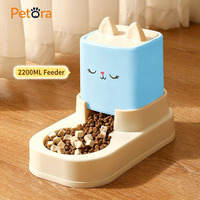 Fontaine à eau et distributeur automatique pour chat Petora - Ensemble complet - Grande capacité - Garde les pattes au sec - Bouteille étanche avec design à débit continu