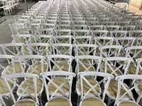 Vente en gros d'usine de chaises de salle à manger décontractées à dossier croisé en bois massif moderne empilables pour café, patio extérieur, hôtel pour événement de mariage