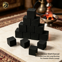 Charbon de coco 100% naturel à haute valeur calorifique pour chicha, disponible pour la carbonisation à haute température, idéal pour les salons de chicha.
