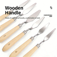 Ensemble de 5 couteaux à palette en acier inoxydable, manche ergonomique en bois, pour mélanger, racler et modeler les peintures à l'huile/acrylique, légers, pour l'art