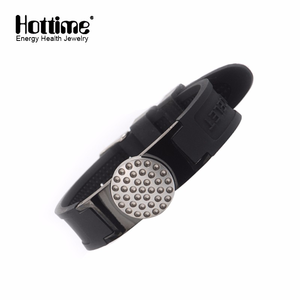 Bracelet unisexe géométrique en silicone plaqué argent Power Disc, vente en gros de Hottime - Product Image 5