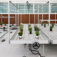 Tables hydroponiques à flux et reflux peu encombrantes, support de culture durable pour serre avec grand bac de récupération d'eau pour l'horticulture