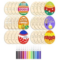 Ornements en bois d'œuf faits à la main, lot de 50, découpes en bois naturel non fini, peinture DIY, artisanat de Pâques pour enfants