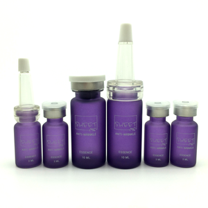 Bouteilles en verre borosilicate avec logo personnalisé pour les soins de la peau 3ml 10ml emballage cosmétique en verre violet avec bouchon en corne transparente - Product Image 4