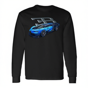 T-shirt à manches longues Supercar Chiron, design graphique de voiture bleue, vêtements décontractés pour hommes - Product Image 2