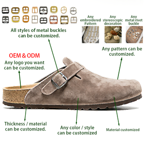 DERAN Nouveauté Hiver Sabots <span class=keywords><strong>Birkenstock</strong></span> Unisexe Personnalisés en Cuir Véritable de Haute Qualité avec Semelle en Liège Antidérapante et Soutien de la Voûte Plantaire pour <span class=keywords><strong>Femme</strong></span> - Product Image 5