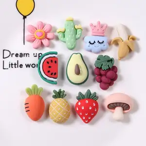 New Resin Charms Fruit Plant Cute Design Watermelon Pineapple Cactus for Diy Decor