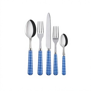 Ensemble de couverts en acier inoxydable avec manche en résine, design tendance, couleur argent, cuillère, couteau, fourchette, ensemble de couverts en vente - Product Image 1