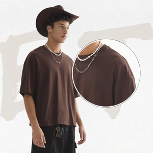 T-shirt Homme Streetwear Personnalisé Coupe Boxy Qualité Supérieure Épaules Tombantes Oversize Imprimé DTG Coton Pur Manches Courtes Vente en Gros - Product Image 3