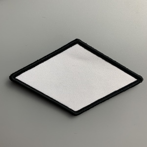 3 "tondino subliminale toppa bianco 3" cerchio e 2 "x 3" bianco macchie vuote bordi neri e gancio e anello di fissaggio sul retro - Product Image 5