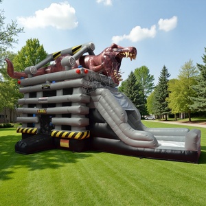 Château gonflable commercial en PVC avec toboggan, dinosaure T-Rex, combo château sauteur et toboggan pour <span class=keywords><strong>location</strong></span> de fêtes d'enfants - Product Image 1