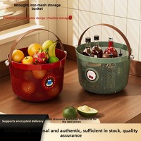 Panier de rangement multifonctionnel en maille ajourée avec poignée pour l'organisation du bureau, des cosmétiques, des produits de soin, des articles divers et des légumes de cuisine