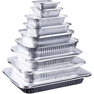 Conteneur en <span class=keywords><strong>aluminium</strong></span> argenté rectangulaire jetable en feuille d'<span class=keywords><strong>aluminium</strong></span> PET de qualité alimentaire Capacité de 1 litre Conteneur moulé en pulpe - Product Image 2