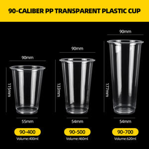 Gobelets à boba personnalisés jetables en PP, coupes à thé à bulles, gobelets à jus en plastique à emporter avec couvercles, 400 ml, 460 ml, 620 ml - Product Image 3