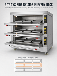 <span class=keywords><strong>Forno</strong></span> Elettrico Commerciale <span class=keywords><strong>a</strong></span> 3 Piani con 9 Vassoi, <span class=keywords><strong>Forno</strong></span> <span class=keywords><strong>a</strong></span> Piani in Acciaio Inox per Pizzeria, Panetteria e Ristorante - Product Image 3