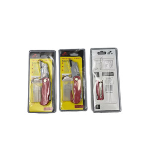 Folding Utility Knife Red Stainless Steel Blade Quick Change Portable Office Tool Set - Product Image 5