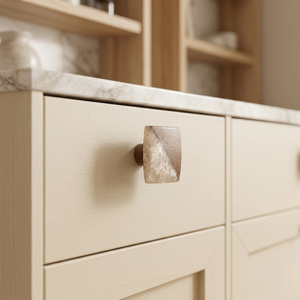 AK Brass Square Metal Wooden Drawer <b>Knob</b> <b>White</b> & Natural Wood Color Handcrafted Handle For Home Interior Decor Furniture - Product Image 3