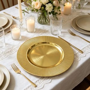 Plato de Presentación de Plástico PP de Lujo de 13 Pulgadas, Color Dorado, Directo de Fábrica, Patrón Personalizable, Duradero, Reutilizable, Estilo Americano, para Fiestas - Product Image 3