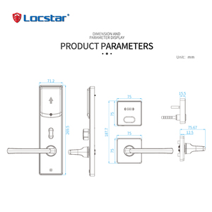 Locstar New <span class=keywords><strong>MF</strong></span> Thẻ mở khóa ANSI Mortise RFID chia khách sạn khóa cửa với thẻ vuông cảm biến - Product Image 6