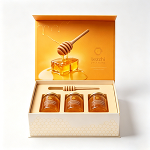 Cajas Ranuradas Personalizadas OEM <span class=keywords><strong>para</strong></span> Miel Real, Empaque Estilo Miel <span class=keywords><strong>para</strong></span> Alimentos, Impresión con Lámina Dorada, Caja Magnética <span class=keywords><strong>para</strong></span> Empaque de Miel - Product Image 1