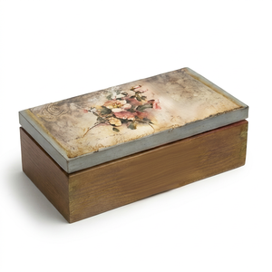 Boîte à mouchoirs en bois imprimée, boîte de rangement décorative, organisateur fait main pour la maison, cadeau de mariage, fait main avec une finition de qualité - Product Image 1