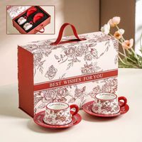 Ensemble tasse et soucoupe à café de style américain rétro - Haute couture - Instagram-worthy - Pour les couples et le goûter des dames