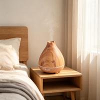 Diffuseur d'arômes ultrasonique à grain de bois 300 ml, machine à parfum aux huiles essentielles, veilleuse LED, humidificateur d'aromathérapie domestique