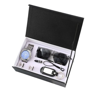 Ensemble cadeau pour <span class=keywords><strong>homme</strong></span> 6 pièces/ensemble, montre à quartz <span class=keywords><strong>en</strong></span> PU, lunettes de soleil, stylo à bille, porte-clés, collier, décoration, fête des pères M2885 - Product Image 5
