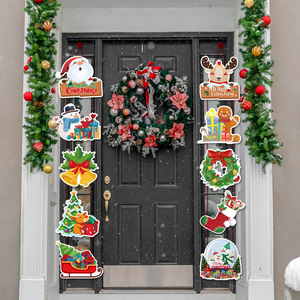 Panneau de Noël à suspendre pour porte <span class=keywords><strong>d</strong></span>'entrée, double face, <span class=keywords><strong>d</strong></span>écoupé en papier, motif Père Noël, rennes, bonhomme de neige, sapin, pour <span class=keywords><strong>d</strong></span>écoration de fête de Noël - Product Image 3